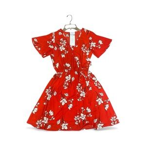 Red floral lined dress